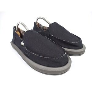 Sanuk Donna St Hemp Shoes Womens Size 11 Black Lightweight Comfort Slip On